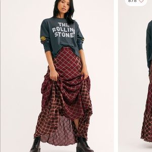 Free People Plaid Maxi Skirt